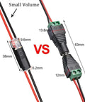 Comparison of 2 Pin Quick Disconnect Plug In Connector for Low Voltage 18-22 AWG Wire with locking buckle and alternative connectors