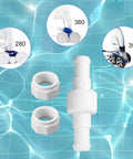 Pool Cleaner Hose Ball Bearing Swivel Replacement With Nuts For Polaris D20 180 280 380 480 PRO And 3900 Sport Accessories Parts Durable ABS Connector Easy Install Leak Free Performance, white ABS swivel with nuts