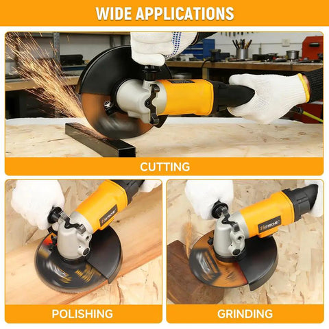 7-Inch Air Angle Grinder Heavy-Duty Pneumatic Workhorse With High-Torque Motor Hits 7500 RPM Free Speed cutting steel and polishing wood.