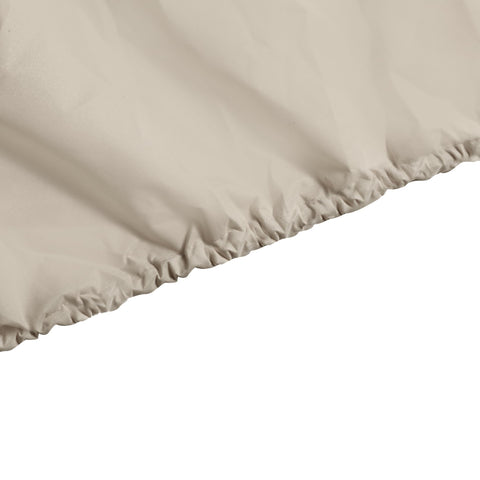 Close-up of Round Patio Table And Chair Set Cover For Up To 80-Inch Diameter And 30-Inch Tall All-Weather Protection with elastic edge