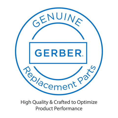 Genuine Replacement Parts logo with Gerber brand badge focused for Versa Metal Shower Slide Bar With Adjustable Angle And Height For Hand Showers, Durable Metal Build In Brushed Nickel, Easy Install And Smooth Sliding, Upgraded Bathroom Accessory For Modern Homes