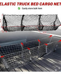 Heavy Duty Cargo Mesh Net Fits Tesla Cybertruck 2024 Through 2025 showing 47.2" x 11.8" elastic black net for cargo organization.