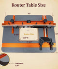 Essential Router Table Upgrade Kit Featuring Micro Adjustable Aluminum Fence With Dual Bearing Guide Rails For Dead Nuts Alignment And Butter Smooth Cutting Action To Level Up Your Woodshop Game, 32x24 inch router table with 1.38 inch thickness.