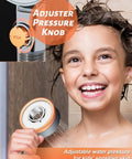 Child using Heavy Duty Handheld Shower Head With High Pressure Turbo Spray For Skin And Hair Care, Hard Water Filtration System.