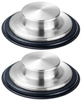 Two Pack Stainless Steel Kitchen Sink Stopper Sets With Large Wide Rim Three Point Three Five Inches Diameter No Tools Needed Easy Replacement For Splash Guards Keeps Food And Debris From Splashing Up Fits Standard Drains Value Packed