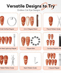 Image showing Cat Eye Nail Magnet Set 10pc With 3 In 1 Magnetic Pen And Dual Head Wand for nail art designs.