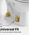 Darn Slick Ceramic Gold Octopus Toilet Bolt Caps Two Pack Snazzy Bathroom Screw Covers on standard toilet bolts for clean look.