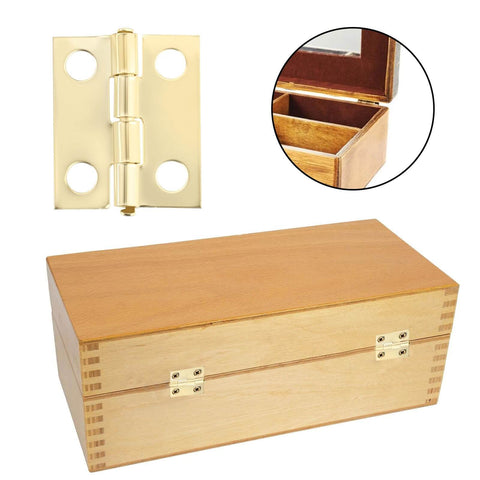 Image of 50 Piece Mini Hinges Set For Craft Cabinets And Jewelry Boxes With 200 Screws Gold Finish Flat Butt Hinges