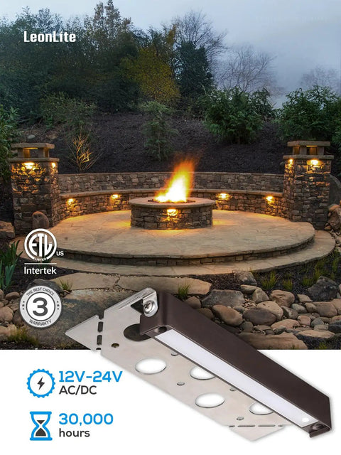 8 Pack 7 Inch LED Hardscape Lighting For Retaining Walls And Outdoor Steps Low Voltage Paver Lights around fire pit at night