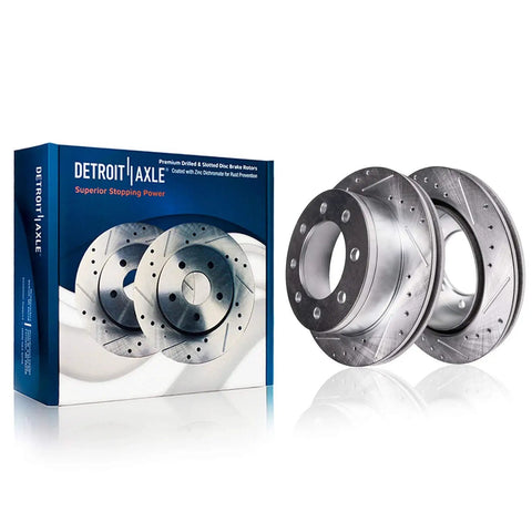 Rear Brake Kit With 12.99 Inch Drilled Rotors And Ceramic Pads For Chevy Silverado Sierra 2500 HD 3500 HD Suburban Yukon XL H2 Hummer