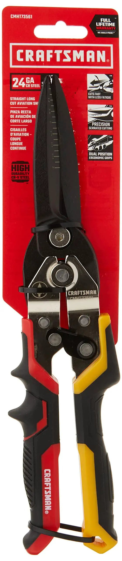 Rock Solid Aviation Snips Straight Long Cut Metal Shears For Sheet Metal And Steel Spring Loaded One Hand Operation Induction Hardened Cutting Edges No Sweat Precision Cutting For Day One Pros