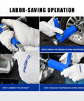 Quad Caliper Piston Compressor Tool Heavy Duty Pneumatic Brake Caliper Press operation steps with hands holding tool