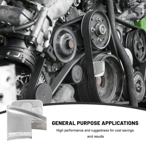 Automotive engine with Two Piece Stretch Belt Mate Kit for stretch belts and auxiliary pulleys installation visible