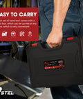 Person carrying PTSTEL 68 Piece General Household Tool Set With Ergonomic Hand Tools For DIY Home And Auto Repairs In A Durable Carrying Toolbox Case Essential For Quick Fixes Solid Furniture Assembly And Everyday Maintenance