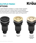 Flat Top Garbage Disposal Air Switch Button In Brushed Brass Universal Replacement pictured with matte black and champagne bronze finishes