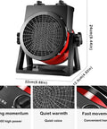 Heavy Duty Ceramic Drum Fan Heater Delivers Kickin Fast Heat With High Airflow And Dual Ptc Settings Plug In Room Warmer Black and red design with adjustable controls.