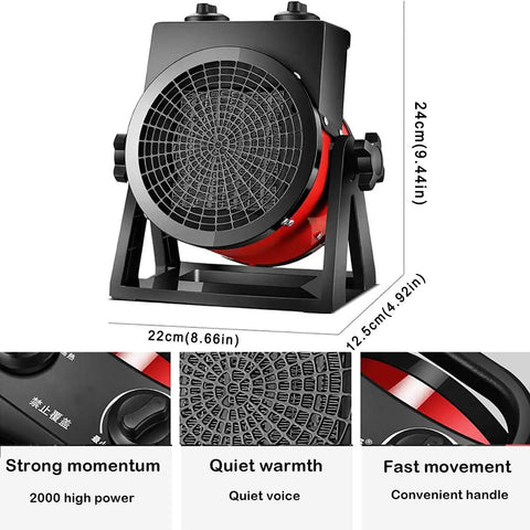 Badass Ceramic Drum Fan Heater With Hella Fast Airflow And Advanced Ptc Heating Tech Two Heat Settings angled view showing powerful design.