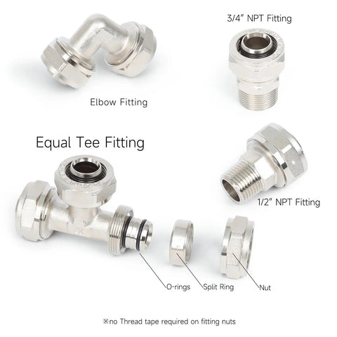 Heavy Duty 200 Foot Three Quarter Inch ID Air Piping System Kit With Five Way Aluminum Manifolds NPT fittings and parts