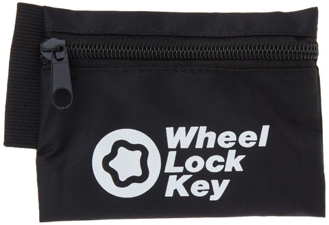 Black Nylon Wheel Key Lock Pouch Game Changer For Wheel Locks And SplineDrive Tools with zipper and elastic loop visible