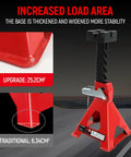 Beefed Up 3 Ton Jack Stands With Adjustable Height 11.02 To 16.93 Inches, Cross Slotted Frame Rail, Rubber Pad Protector