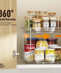 Amazon LazySpin 2-pack two-tier Lazy Susan organizer, 9.25-inch clear turntable with chrome frame for cabinet/pantry