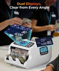IMC22 Money Counter Machine For Mixed Denominations And Multi Currency, CIS UV IR MG, dual displays showing bill count
