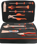 9 Piece Non Sparking Tool Set With Beryllium Copper Tools, Adjustable Wrench, Pliers, Screwdrivers, Hammer, Putty Knife