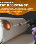 Side view of ceramic fibre gasket sheet for high-temp insulation, 7x10 inches, 1/8 in thick, heated with torch.