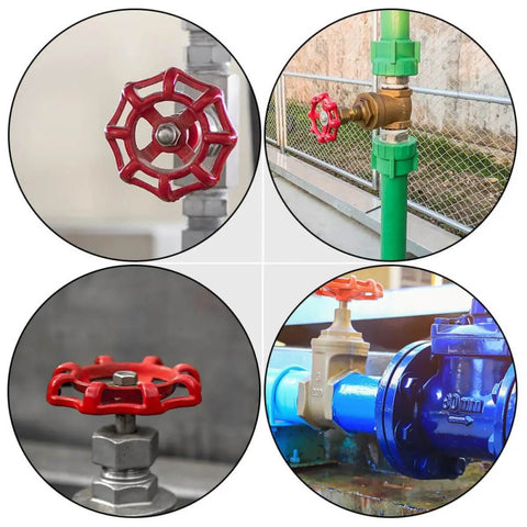 Cast Iron Valve Hand Wheels 10 Piece Red Flat Bottom Shutoff Handles For Water Fittings Easy To Open And Close applications