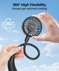 Portable Neck Fan for Hands Free Cooling, Lightweight Wearable Personal Fan with 360 Degree Adjustability being held by hands