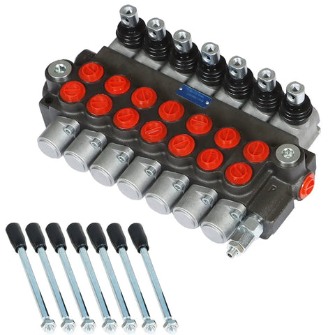 Beefed Up 7 Spool Double Acting Hydraulic Directional Control Valve For Small Tractor Loaders 13 GPM Flow 3600 PSI SAE Inlet Outlet Ports Heavy Duty Farm Gear For Precise Smooth Control