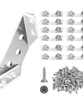 12 Pack Universal Stainless Steel Furniture Corner Connectors With Screws Includes 84 Screws for wood cabinets tables chairs drawers