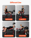 Leg Extension And Curl Machine For Home Gym, Heavy Duty 550 Pounds Load in use with different workout positions displayed.