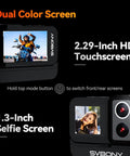 Dope Dual Lens 4K Action Cam With 20MP Photos 6 Axis EIS Stabilization 8X Zoom Dual IPS Screens display features