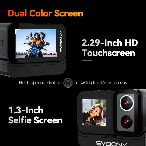 Dope Dual Lens 4K Action Cam With 20MP Photos 6 Axis EIS Stabilization 8X Zoom Dual IPS Screens display features