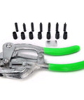 1 Ton Power Punch Kit For Sheet Metal Hole Punching With 7 Size Die Set In Case Heavy Duty Hand Tool shown with green handles