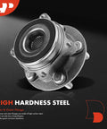 Two Front Wheel Bearing And Hub Assemblies For Toyota Prius 2010 2015 Prius Plug In 2013 2015 And Lexus CT200h 2011 2017 Four Bolt Mount Only Fits 4 Lug Models Ready To Roll, showing close-up of metal construction with high hardness steel.