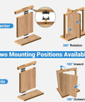 Two mounting positions for stainless steel hidden door hinge with 360° swing, showing center and side installation for secret rooms.