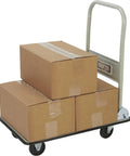 Beefy Folding Platform Truck With 330 Lb Capacity, 29 In Long By 19 In Wide Platform, 4 In Casters, holding cardboard boxes