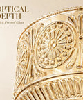 Close-up of DSMJFU Gold Kitchen Pendant Light for Kitchen Vintage Glass Pendant Light showing thick pressed glass detail.