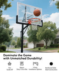 Heavy Duty Replacement Basketball Rim 18 Inch Solid Steel Pro Grade Hoop Rim For Wall Mount And Backboard Replacement With Double Spring Design And Heavy Duty Net Includes Complete Installation Kit Game Ready For Fast Setup installed on outdoor basketball hoop.