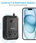 Roadtrip Ready Car Power Inverter Converts Dc 12V To Ac 110V With 200 Watt Output close-up view on compact design and LCD screen