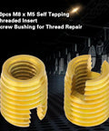 Self Tapping Threaded Inserts Set M8 By M5 For Auto Repairs DIY Easy Install Slotted Screw Bushings 302 Stainless High Tensile Strength Vibration Resistant Thread Repair Kit, M8 x M5 inserts