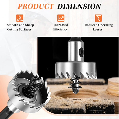 15mm Hole Saw Cutter Kit with 4241 High Speed Steel blade and spring cutting through wood, highlighting sharp cutting surfaces.