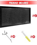 22 Piece Metal Wall Pegboard Tool Organizer System For Garage And Workshop Storage Modular Pegboard Panels in black.