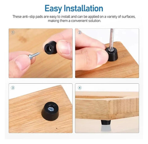 80 Piece Rubber Feet Set For Cutting Boards And Furniture Non Slip Floor Protectors installation guide with hands holding screws.