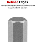 Close-up of One Quarter Inch Drive Hex Bit Socket Long Reach Size 7 64 Inch showing chamfered edges for smooth engagement with fasteners.