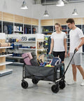 Collapsible Wagon Cart with Lockable Brakes, Heavy Duty Foldable Utility Wagon 330 Lb with sports gear in store