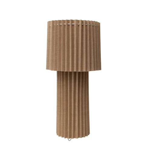 Pleated Jute And Metal Table Lamp In Natural Finish, Cozy Vintage Vibe Modern Lighting For Living Room Or Bedroom, 24 Inch Tall