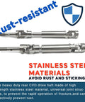 Tough As Nails Stainless Steel Rear CVD Drive Shafts for Traxxas Slash 2WD, showcasing rust-resistant stainless steel materials.